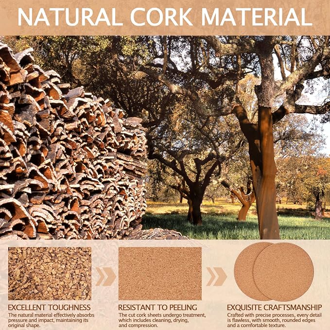 60 PCS Cork Coasters for Laser Engraving, Thick Absorbent Blank Coasters | 4 - Image 4