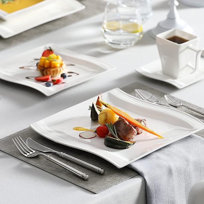 MALACASA Ivory White Dinnerware Sets, 30-Piece Porcelain Plates and Bowls Sets - Image 6