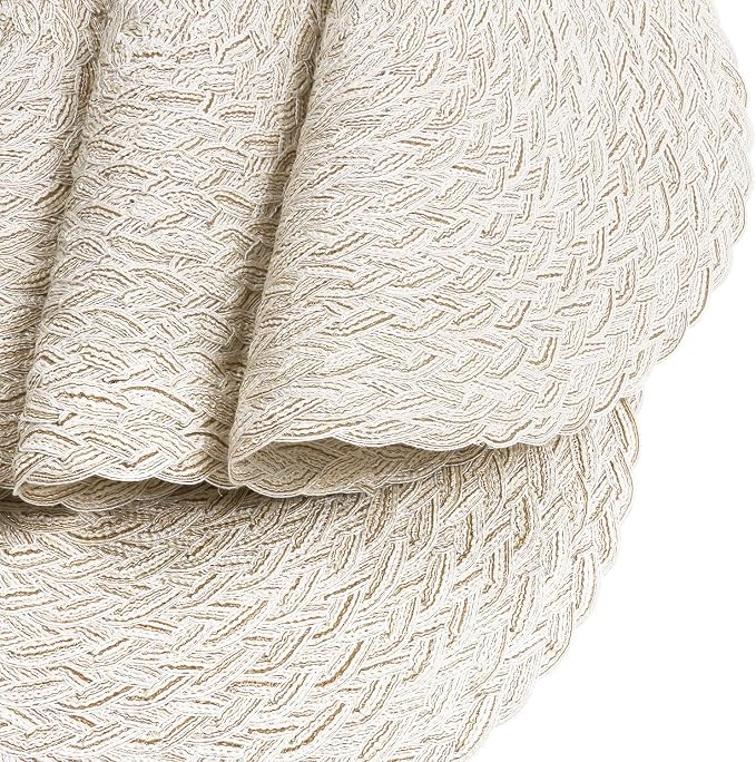 SHACOS Round Braided Placemats 15 inch Set of 6 Boho Thick Washable Kitchen - Image 5