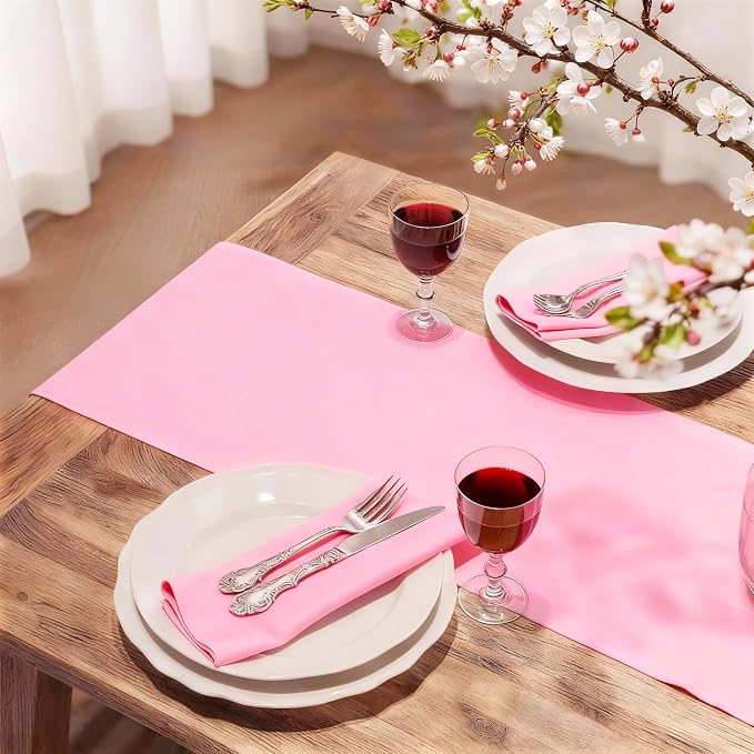 FOLINS&HOME Pink Waterproof Decorative Table Runner 72 Inches Long | 210GSM - Image 2