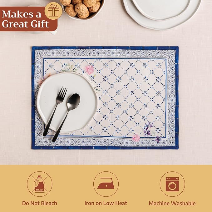 Maison d' Hermine Placemats Set of 4 Reusable 100% Cotton | Cloth Place Mats - Image 5