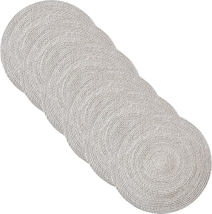 Round Placemats Set of 6-100% Cotton Two-Tone Placemat by SweetHomeCollection