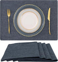 Faux Cotton Linen Placemats Set of 4, Cloth Washable Farmhouse Dining Table Mats by homing