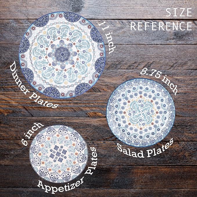 Bico Blue Talavera Salad Plates Set of 4, 8.75 Inch Ceramic Dessert Plates - Image 3
