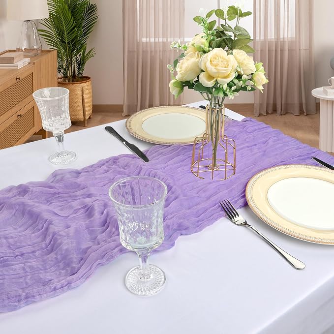 6 Pack 10Ft Lavender Purple Cheesecloth Table Runner 23 x 120 Inch | Gauze - Image 6