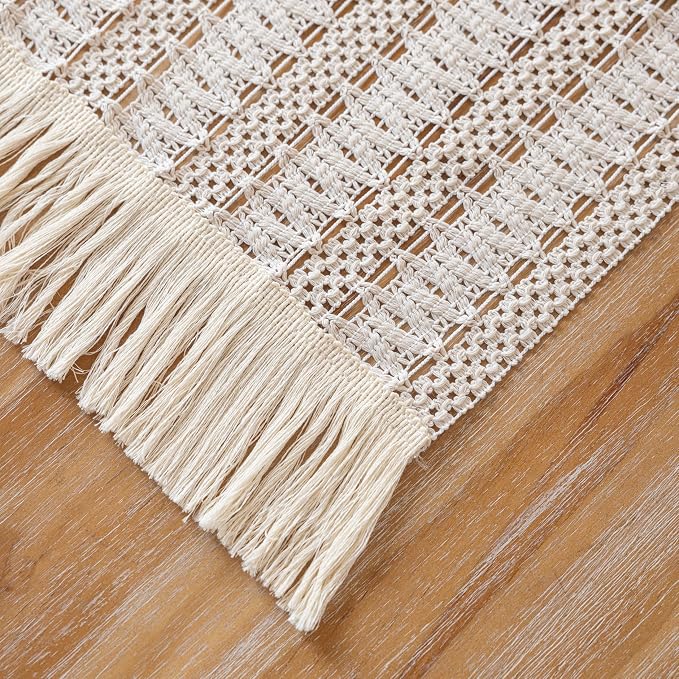 Keketoarrange Boho Macrame Table Runner 12x60 Inch | Woven Burlap Rustic Runner - Image 6