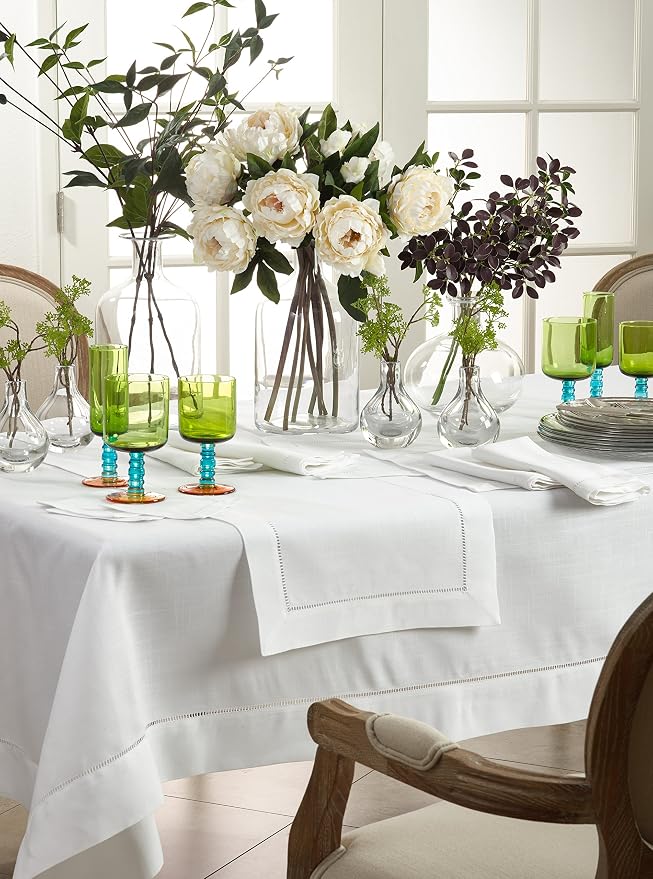 SARO LIFESTYLE Hemstitched Border Tablecloth - Image 2