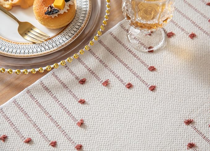 Boho Table Runner 13 x 72 Inch Long Natural Cotton Woven Runner - Image 4