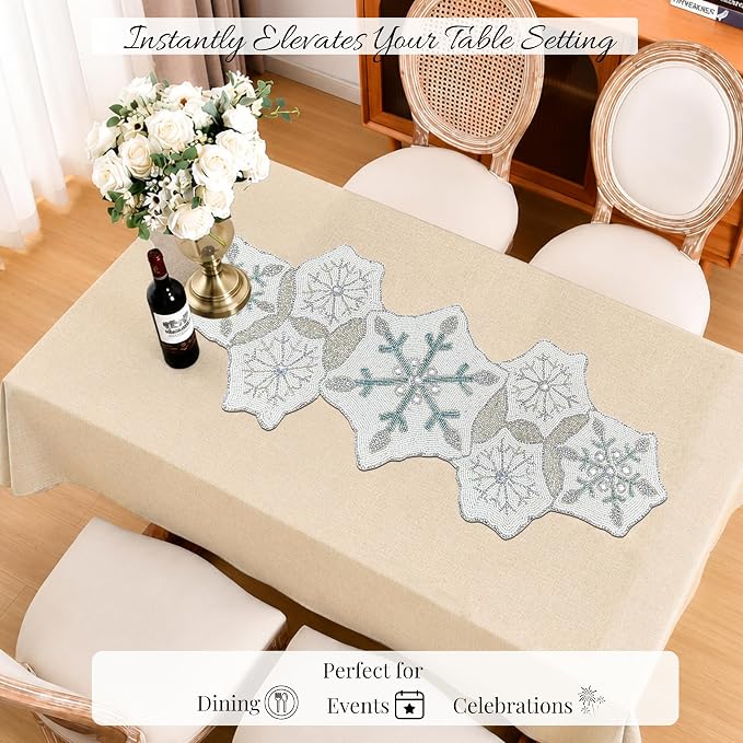 Beaded Table Runner 13x36 Inch Boho Handcrafted Table Runners Rustic Farmhouse - Image 5