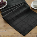 Linen Checked Farmhouse Table Runner, 13x72 Inches Black | Raised Grid Design by ZEEMARTONLINE