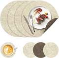 NCUE 13" Faux Leather Round Placemats Set of 4, Reversible Dual-Color | by NCUE