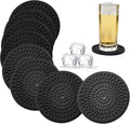 Silicone Coasters for Drinks Absorbent Rubber Coaster Set of 8 Black | Large by KindGa