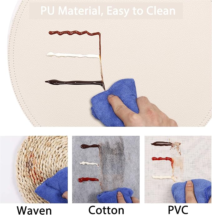 Set of 6 Faux Leather Round Placemats and Coasters, Coffee Mats Kitchen Table - Image 2