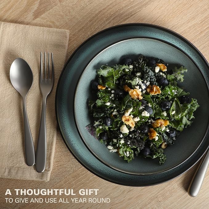 Gibson Elite Tribeca Loft 16-Piece Dinnerware Set – Matte Black and Green - Image 4