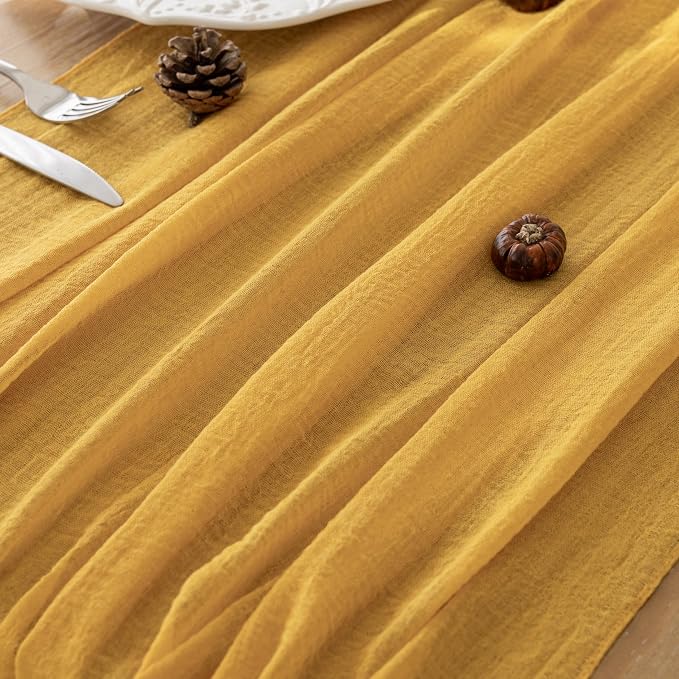 10Pcs Fall Orange Cheesecloth Table Runner 120 Inch Party Home Decor | - Image 4