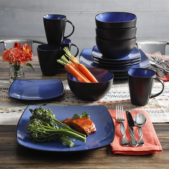Gibson Elite Soho Lounge Square Reactive Glaze Stoneware Dinnerware Set - Image 5
