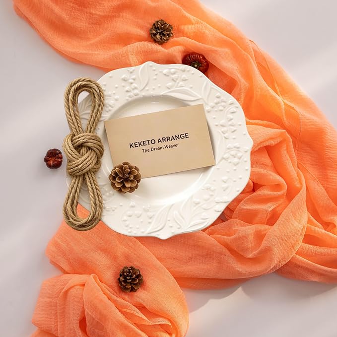 6Pcs Coral Peach Cheesecloth Table Runner 120 Inches - Image 2