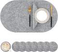 Homaxy Round Faux Leather Placemats and Coasters, Light Grey | Washable by Homaxy