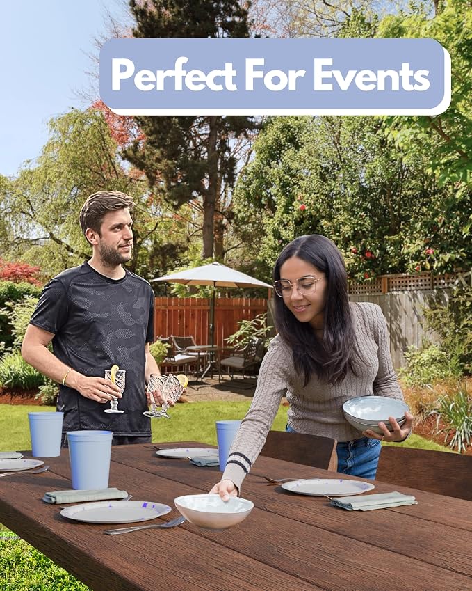 PartyPrints 100 Pack 16 oz Placid Blue Reusable Blank Plastic Cups, Stadium - Image 6