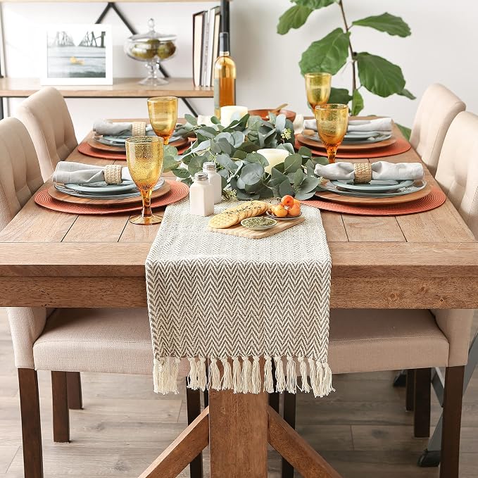 DII Woven Basic Tabletop Collection, Chevron Table Runner, Dark Brown - Image 4