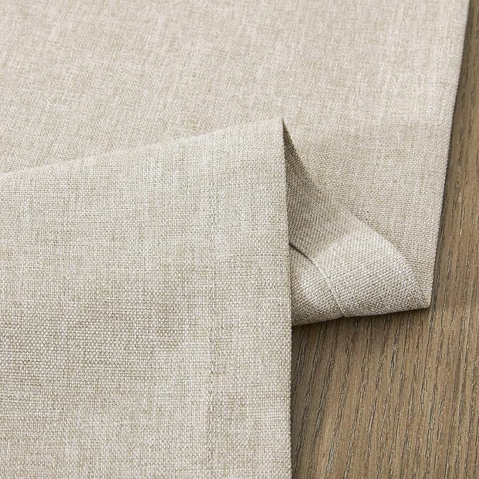 Basic Linen Style Table Runner, 14x36 Inch Light Tan | Mitered Corner Design - Image 6