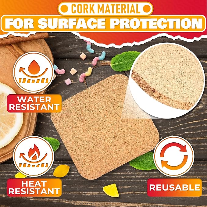 30 Pcs Disposable Coasters for Drinks to Protect Furniture, Reusable | Cork - Image 3