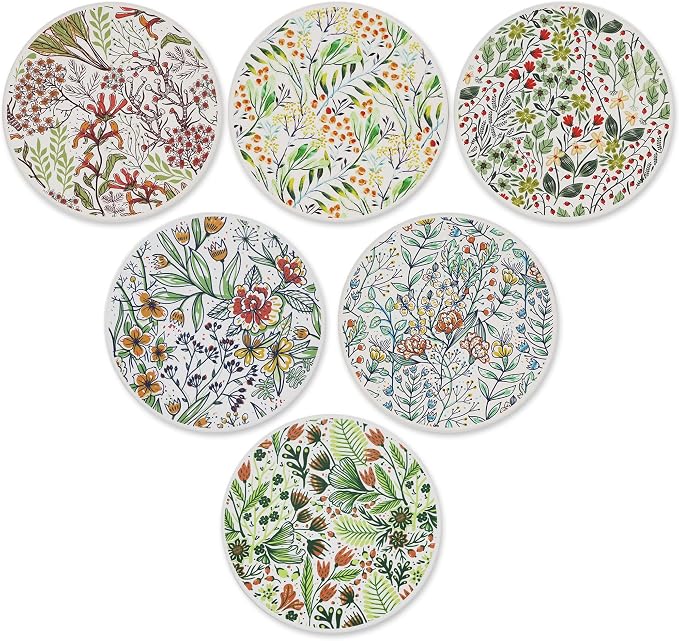 AD Set of 6 Coasters for Drinks Absorbing Round Ceramic Stone Coaster - Image 2