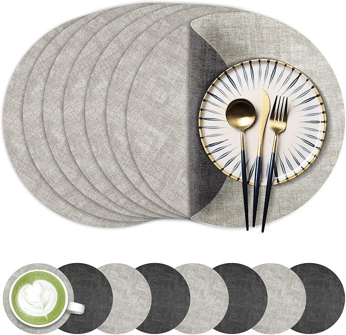 Fyvva Placemats Set of 8, Stain & Scratch Resistant, by Fyvva