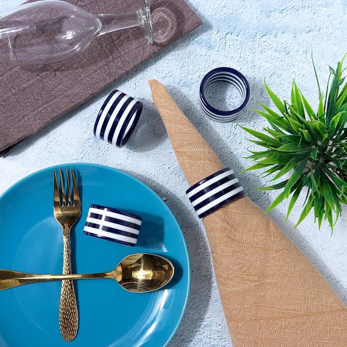 Navy Blue Epoxy Resin Napkin Rings Set of 12 | Premium epoxy resin, holiday - Image 5