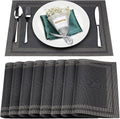 Placemats Set of 8, Vinyl Woven Black Non Slip Table Mats | Heat Resistant by BxzanDya-LifeSmartMaker
