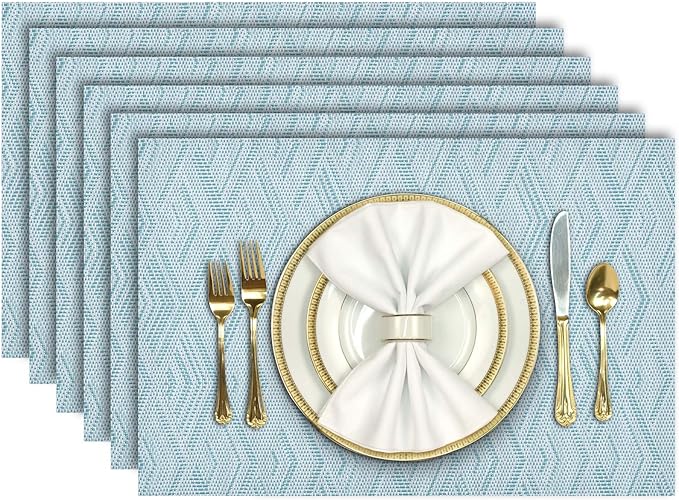 Aofmee Placemats Set of 6, Heat Resistant Place Mats, Washable Durable PVC by Aofmee