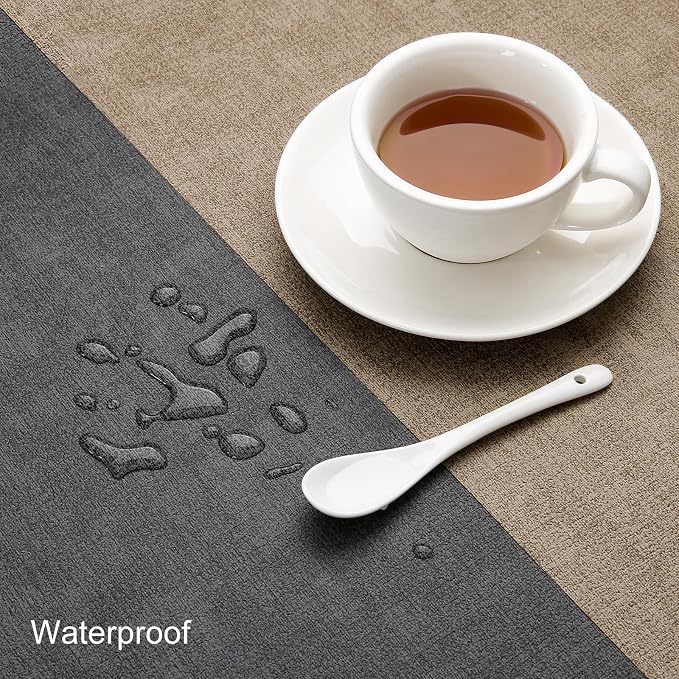 Table Runners 94 Inch Long, Dual-Sided Faux Leather Table Runner | Waterproof - Image 3
