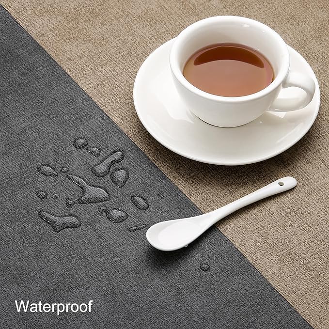 Table Runners 55 Inch Long, Dual-Sided Faux Leather Table Runner | Waterproof - Image 3