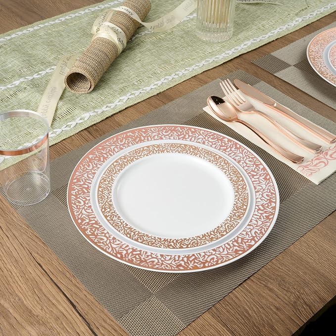 FOCUSLINE 350 Ct Rose Gold Dinnerware Set - Image 3