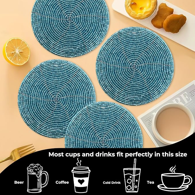 Handmade Beaded Bar Drink Tabletop Protection Coasters - Image 2