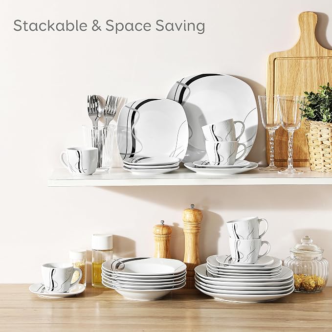 VEWEET Ceramic Dinnerware Sets for 6, FIONA | Porcelain Dinner Set Including - Image 7