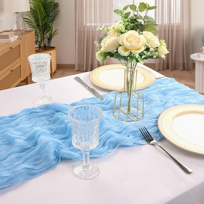 12 Pack 10Ft Baby Blue Cheesecloth Table Runner 23 x 120 Inch | Gauze Rustic - Image 6