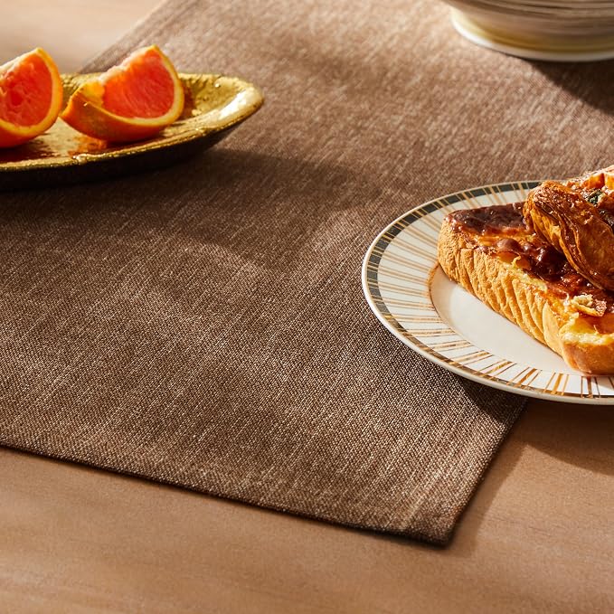Rustic Cotton Linen Table Runner, 13x72 Inches Brown | Farmhouse Style Linen by ZEEMARTONLINE