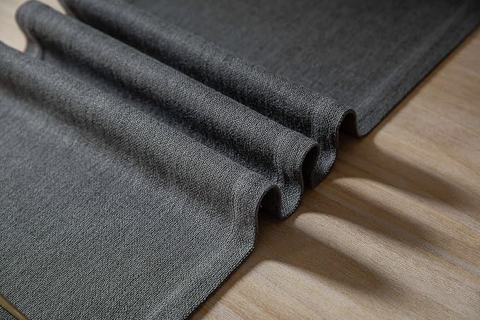 Burlap Style Farmhouse Table Runner, 14x108 Inches Graphite Grey | Thick - Image 6