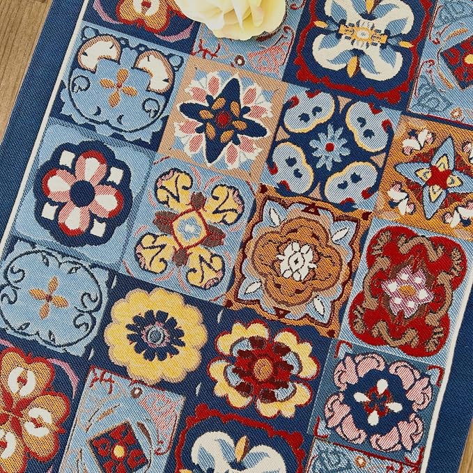 Floral Table Runner with Tassel Edges, Cotton Blend Decorative Runner - Image 3
