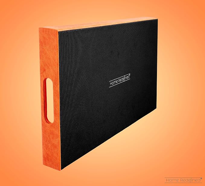 Home Redefined 17.5"x12" Rectangle Orange Faux Leather Decorative Tray | - Image 5