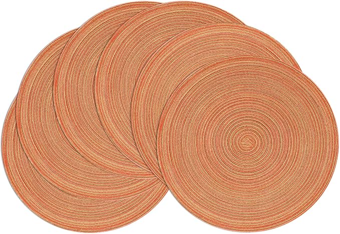 SHACOS Round Braided Placemats Set of 6 Fall Place Mats Washable Polyester 15 by SHACOS