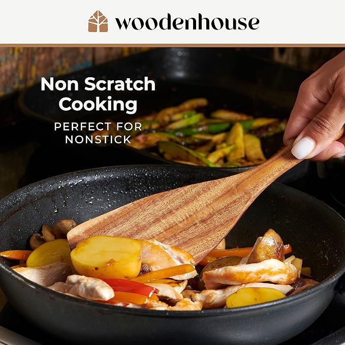 Wooden Spoons for Cooking, Teak Wood Kitchen Utensil Set – Multipack | - Image 3