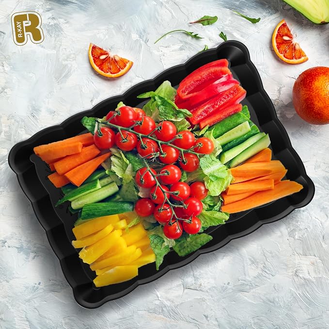 6 Pack Black Plastic Serving Trays - Image 2