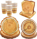 Kochorie 96 Pieces Camping Wood Grain Slice Tableware Set Rustic Wood Party by Kochorie