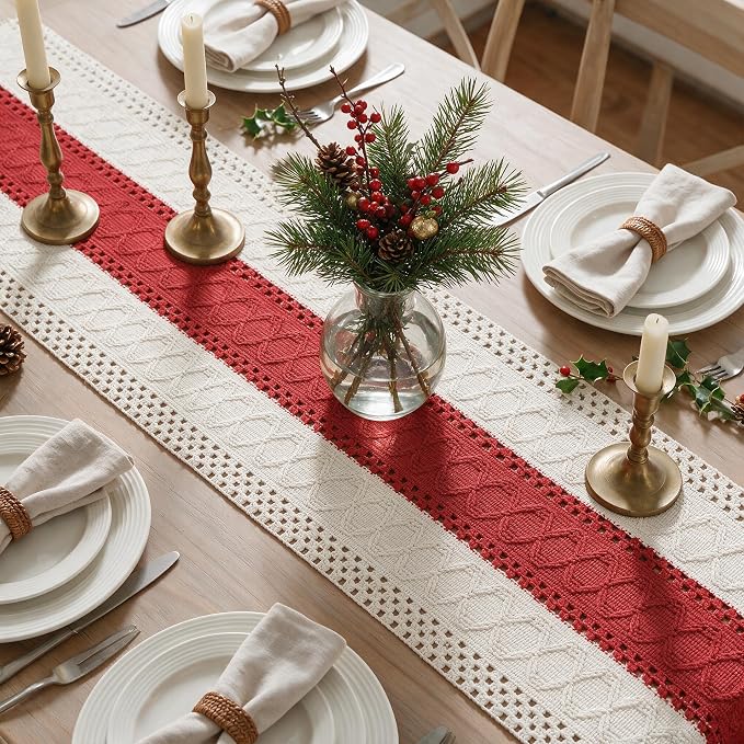 Artoid Mode Rose Red Farmhouse Rustic Table Runner 12x90 Inch | Seasonal - Image 3