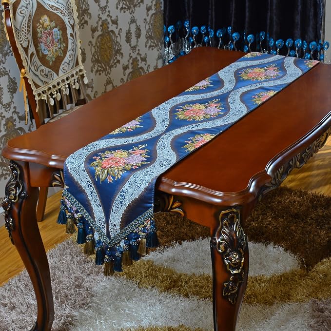 Extra Luxury Velvet Blue Table Runner 120 Inches Long - Image 3