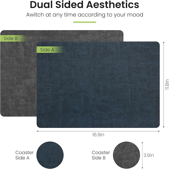Fyvva Placemats Set of 6 Wipeable Reversible Faux Leather - Image 2