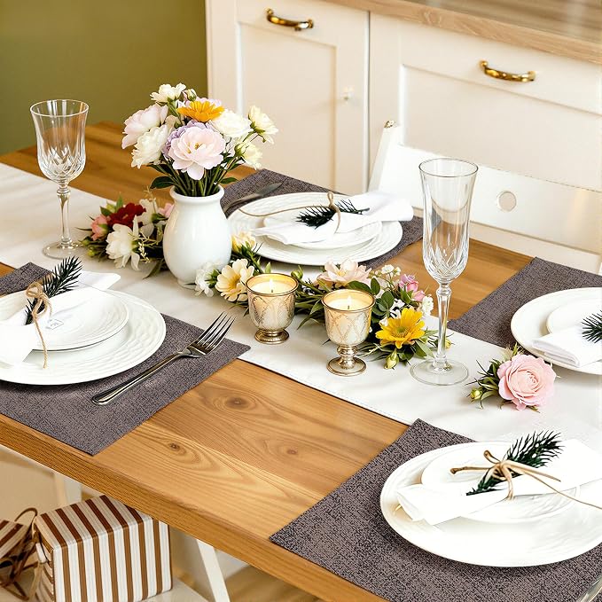 Faux Leather Heat Resistant Placemats 4 Packs, Waterproof Wipeable Dining PU - Image 7
