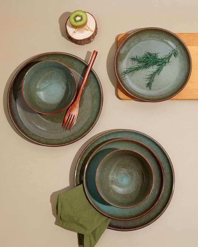 24 Piece Dinnerware Sets for 8, Modern Stoneware Plates and Bowls Setst - Image 7
